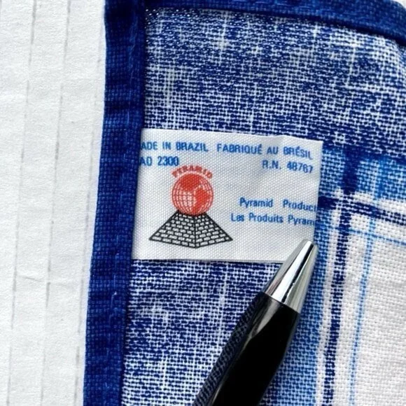 Pyramid Vintage Cotton Tea Hand Towel Blue White Chicken Print Made in Brasil - Picture 2 of 5